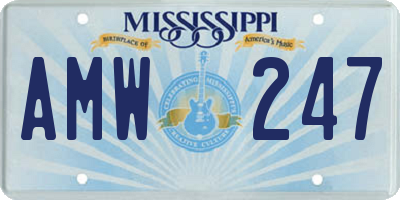 MS license plate AMW247