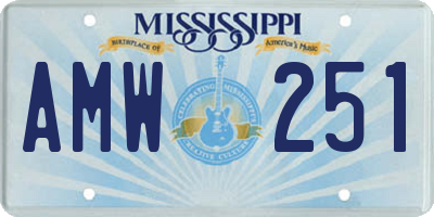 MS license plate AMW251