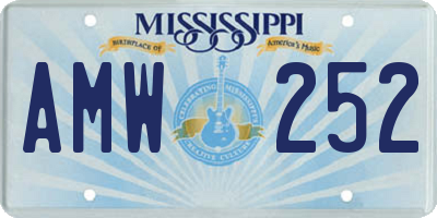 MS license plate AMW252