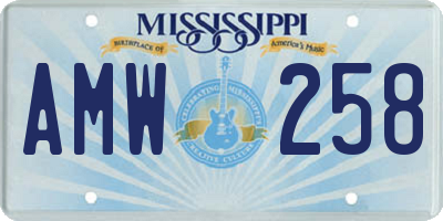 MS license plate AMW258