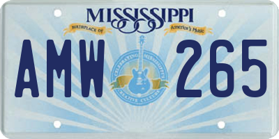 MS license plate AMW265