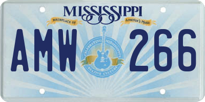 MS license plate AMW266