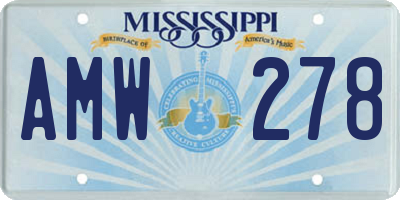 MS license plate AMW278