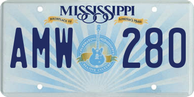 MS license plate AMW280