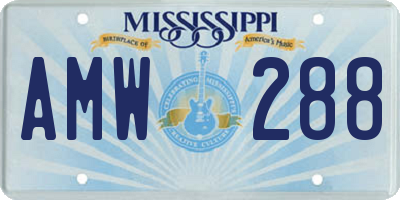 MS license plate AMW288