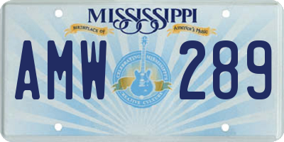 MS license plate AMW289