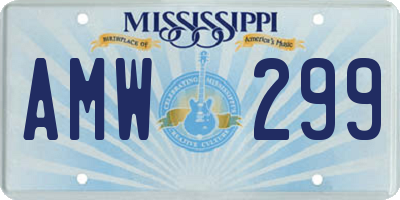 MS license plate AMW299