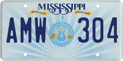 MS license plate AMW304