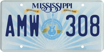 MS license plate AMW308