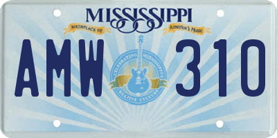 MS license plate AMW310