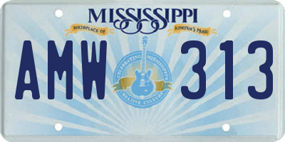 MS license plate AMW313