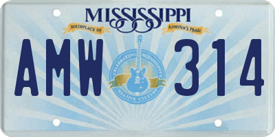 MS license plate AMW314