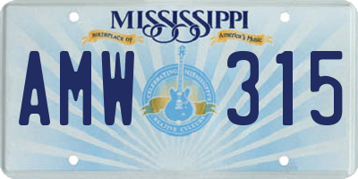 MS license plate AMW315