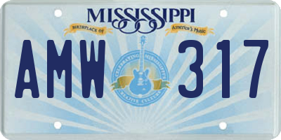 MS license plate AMW317