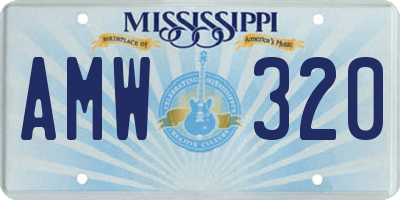 MS license plate AMW320