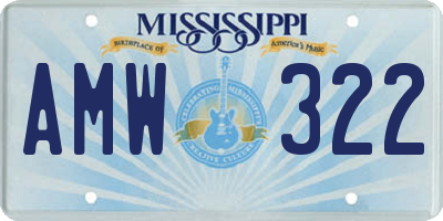 MS license plate AMW322