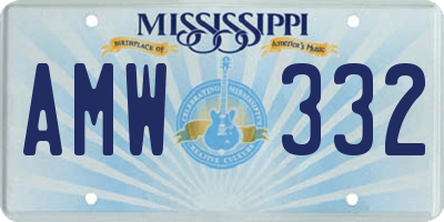 MS license plate AMW332