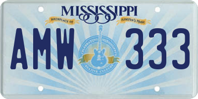 MS license plate AMW333