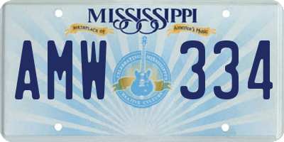 MS license plate AMW334