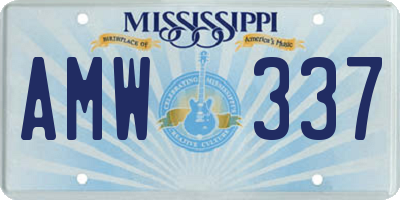 MS license plate AMW337