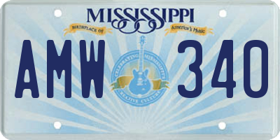 MS license plate AMW340