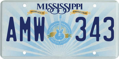 MS license plate AMW343