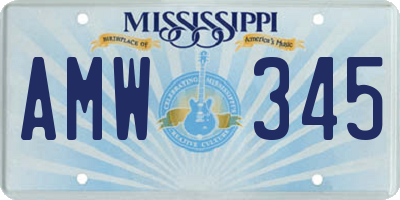 MS license plate AMW345