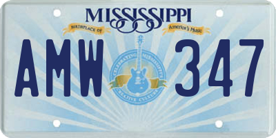 MS license plate AMW347