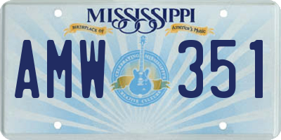 MS license plate AMW351