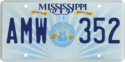 MS license plate AMW352