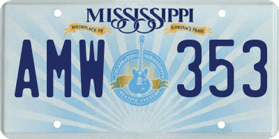 MS license plate AMW353