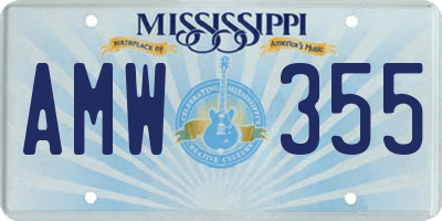 MS license plate AMW355