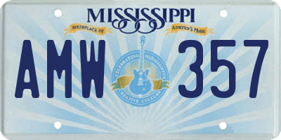 MS license plate AMW357