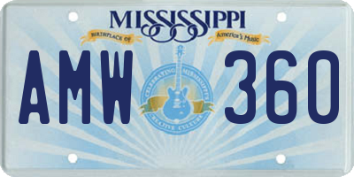MS license plate AMW360