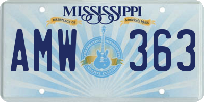 MS license plate AMW363