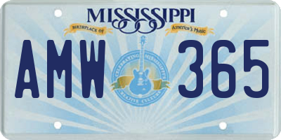 MS license plate AMW365