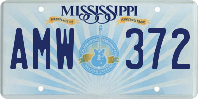 MS license plate AMW372