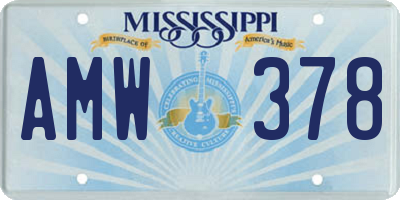 MS license plate AMW378