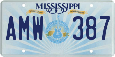 MS license plate AMW387