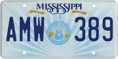 MS license plate AMW389