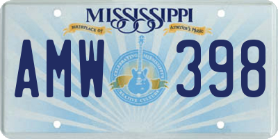 MS license plate AMW398