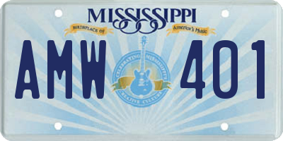 MS license plate AMW401