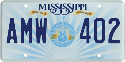 MS license plate AMW402