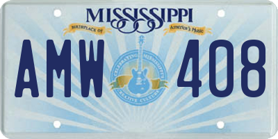 MS license plate AMW408