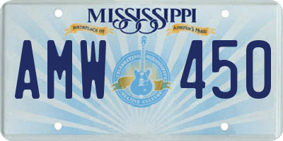 MS license plate AMW450
