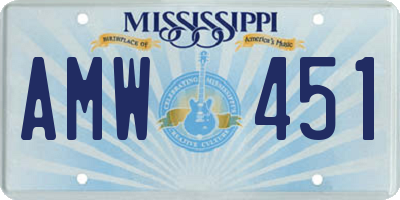 MS license plate AMW451