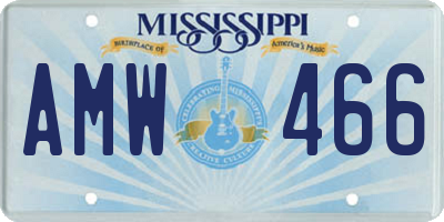 MS license plate AMW466