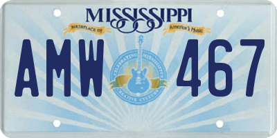 MS license plate AMW467