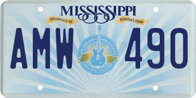 MS license plate AMW490