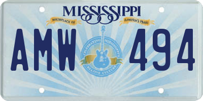 MS license plate AMW494